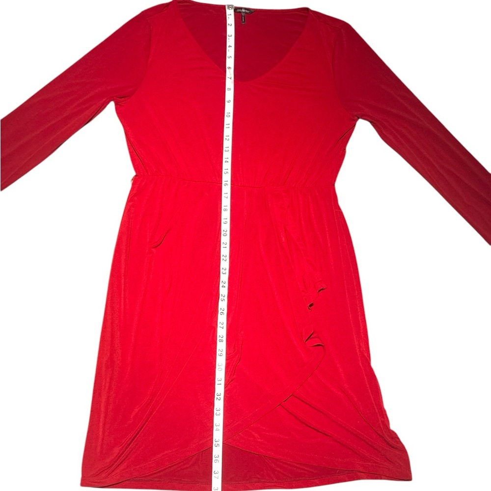 Daisy Fuentes Red V-Neck Long Sleeve Sheath Dress - Picture 6 of 7